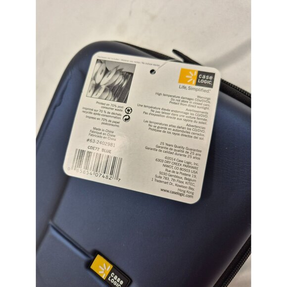 Case Logic CD DVD Hard Shell Storage Case Wallet 72 Disc Capacity Blue Black - Picture 7 of 9